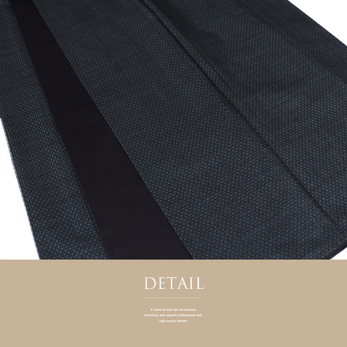 アンサンブル 男物 リサイクル 身丈134cm 裄68.6cm 羽織丈93cm 袷 紬 絣柄 ネイビー SSサイズ お洒落 カジュアル 正絹 棒衿 Sランク